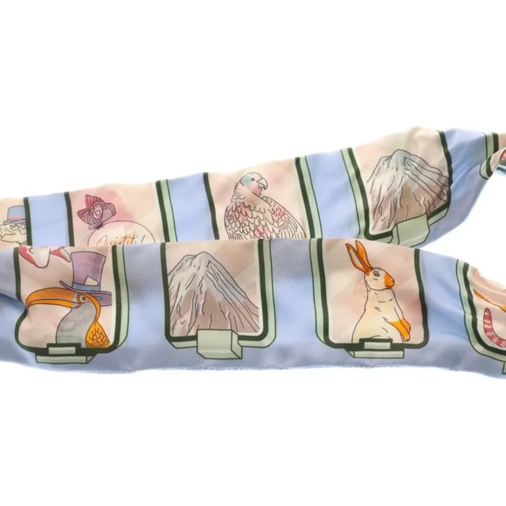 Hermes Twilly Story Silk Scarf Blue Multi Blue-multi - Picture 6 of 6